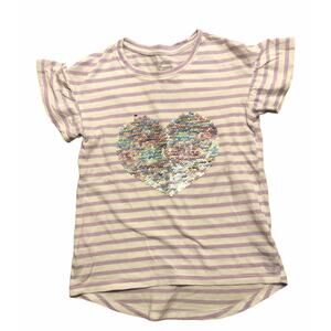 Wonder Nation Purple Stripe heart Sequin Flip Shirt size 5